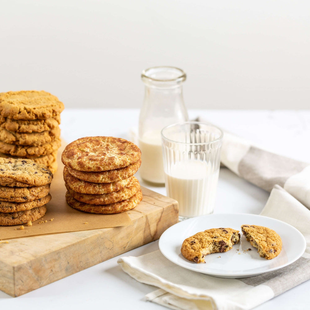 handmade chocolate chip cookies with milk